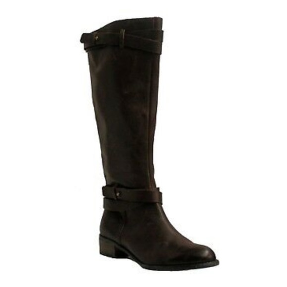 NWT Franco Sarto Canary Black Leather Riding Boot - Picture 1 of 12